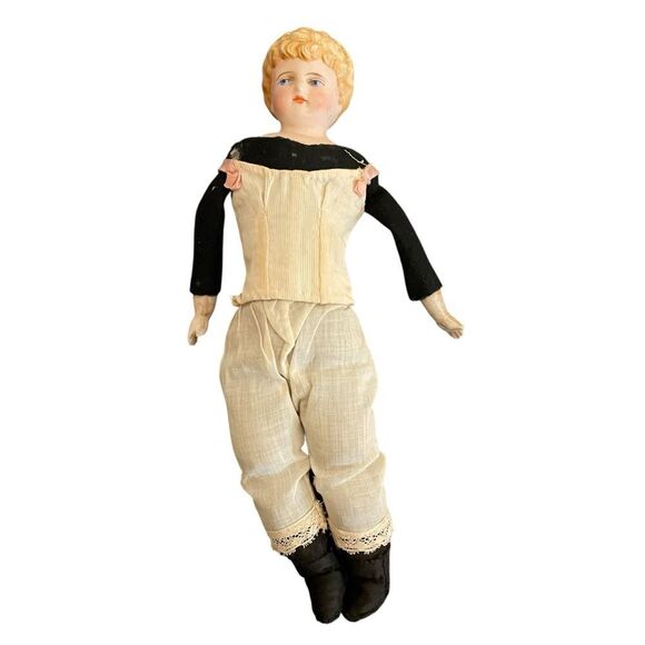 Antique German Ceramic Bisque Shoulder Head Boy Doll 11.5
